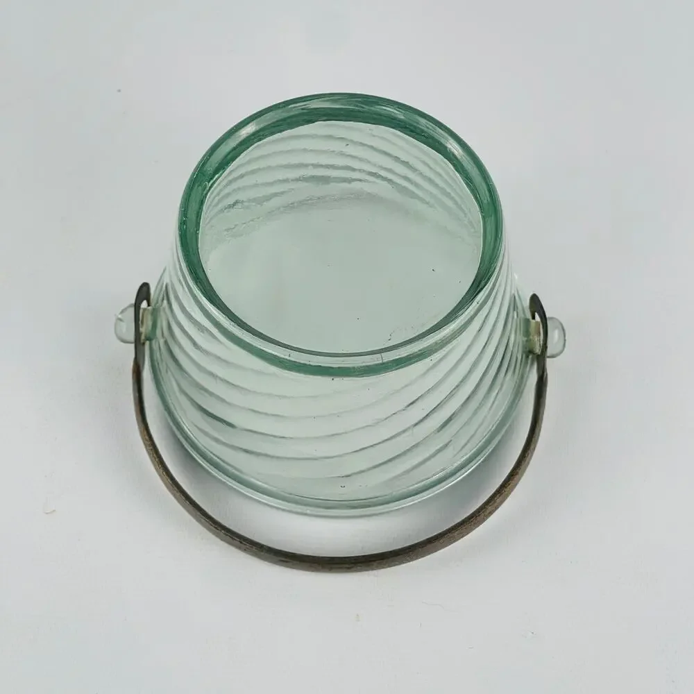 Vintage Fostoria Spiral Optic Whipped Cream Pail Bucket and Handle 3 3/8 x 2”